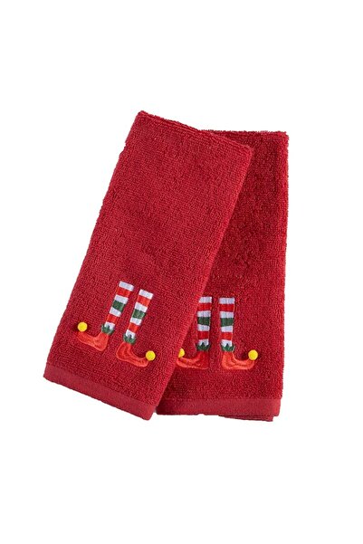 Nef Nef Homeware Nef-Nef Christmas Eelf Cotton Towel Set of 2, Red