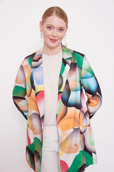 Levidor Σμαραγδένιο μπουφάν με σχέδιο διπλό πέτο