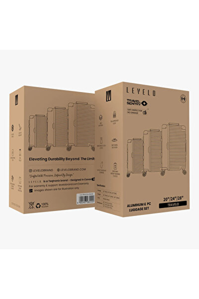 Levelo Travelo Aluminum & Pc Set Of 3 Travel Luggage - Metallic Black