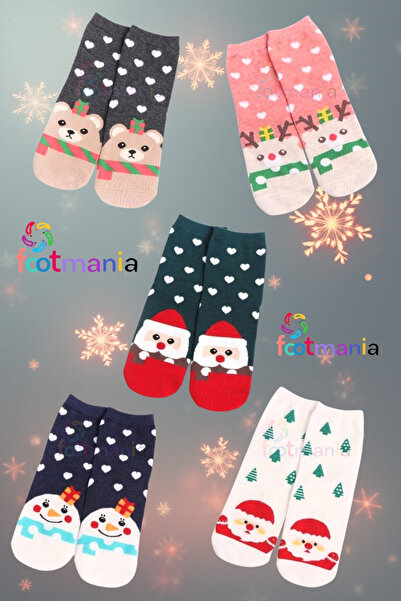 footmania 5 Pairs New Year Christmas Women's Colorful Booties Socks Set Classic