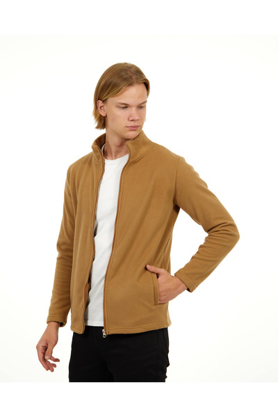 elkumoda Zipper Closure Fleece Mock Neck Winter Fleece Slim Fit Cotton