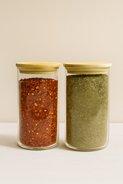 Fhilli Zen - Set of 2 Bamboo Lid Spice Jars 490 Cc