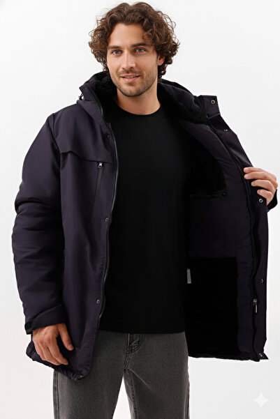 blayn jeans Чоловічий пуховик з капюшоном, водо- та вітронепроникний, з хутром