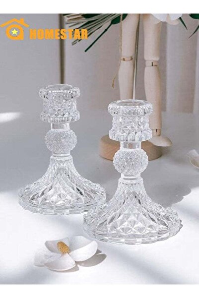Generic 2 Pcs Candle Holders Clear Glass, Candlestick Holder, Crystal Decorat...
