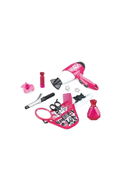 MYONNA IT & E- COMMERCE Kids Hairdresser Set, Plastic Hair Dryer, Pink, 11 Pieces, Age 4+, Battery Operated