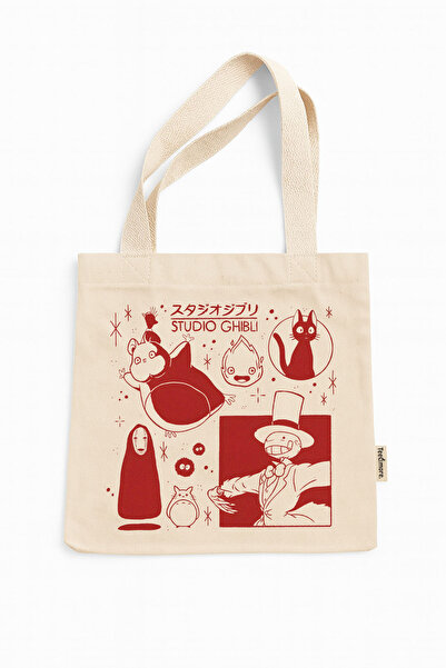 Tee&more. Studio Ghibli Printed Canvas Tote Bag with Gusseted Velcro and Inner Pocket