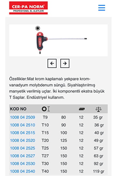 CER-PA NORM Prosoft t Handle Torx Allen Key T25