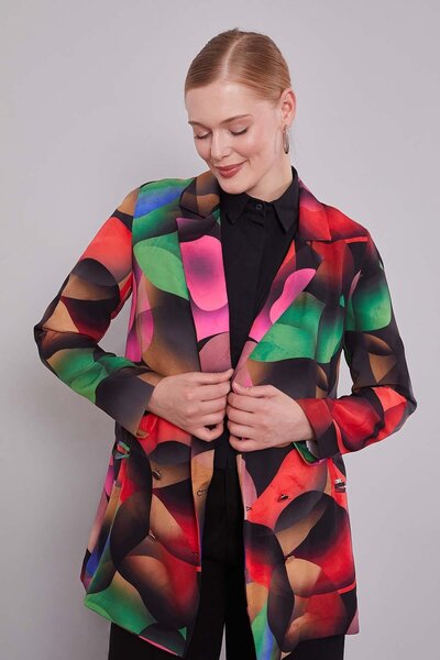 Levidor Μαύρο μπουφάν με διπλό πέτο σχέδια