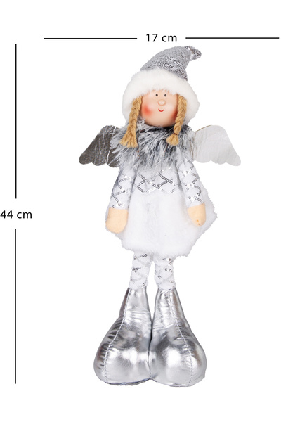 Herdekora Χριστουγεννιάτικο στολίδι, Φιγούρα Νεράιδας με Φτερά, Ασημί - 17x44 εκ.