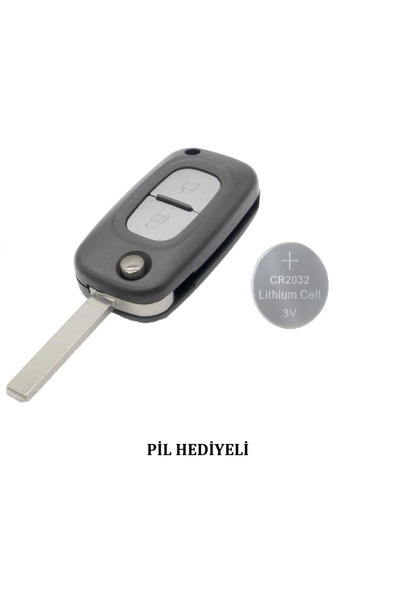 GMA KEYS Renault Clio 3 Sustalı 2 Buton Araba Kumanda Boş Kap Otomobil Anahta...