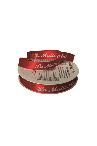 Mirific Party Panglică de satin, roșie, 45 m x 1,5 cm, „La mulți ani”, PPQT8263