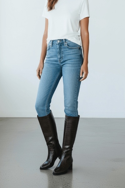 DİVOLYA Mindy Коричневі крокодилячі шкіряні черевики на підборах (5 см) із застібкою-блискавкою для щоденного використання