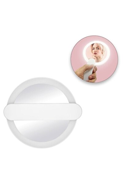 MYONNA IT & E- COMMERCE Pocket Mirror LED with Retractable Handle, 10.5 cm, White - MYONNA