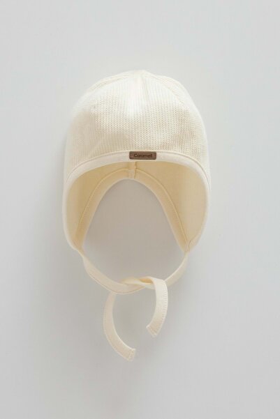 Caramell Soft Style Girl Lace-Up Knitted Hat Ecru
