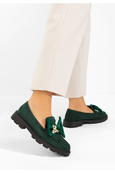 B T Shoes Desana green thick-soled loafers