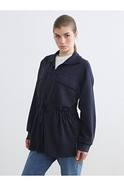 LC Waikiki Vizyon New Season Stand Collar Oversize Women's Zippered Sweatshirt