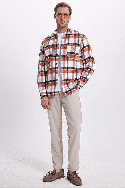 Tudors Men's Regular Fit Classic Cut Double Pocket Winter Lumberjack Checkered Shirt
