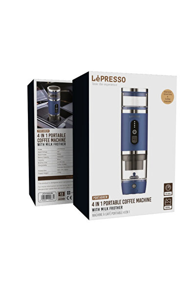 Lepresso Portabrew 4 In 1 Portable Coffee Machine With Milk Frother - Blue