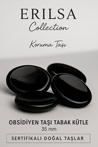 Erilsa Sertifikalı Obsidyen Taşı Kase Kütle 35 mm - Doğal Koruma Taşı