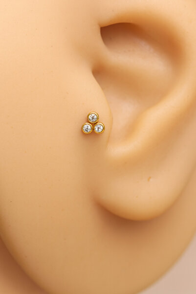 ömay takı Üç Taş Tragus Helix Conch 316l Cerrahı Çelik Piercing