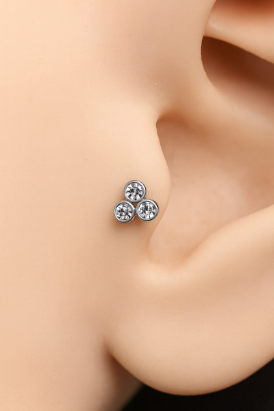 ömay takı Üç Taş Tragus Helix Conch 316l Cerrahı Çelik Piercing
