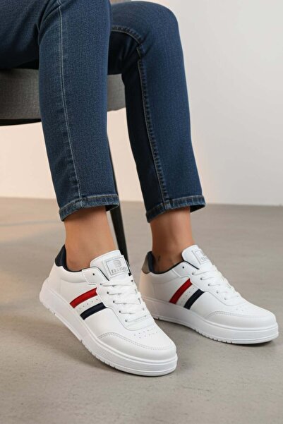 NAVİSHOES Pantofi sport cu șireturi pentru femei, alb, bleumarin, 163NAV