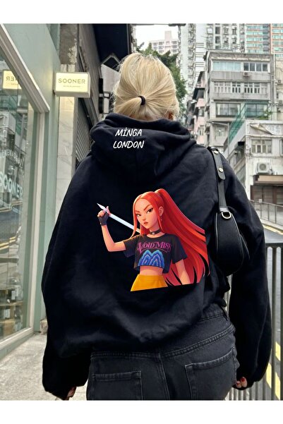 Minga London Unisex Roșu Stil Fată Colorat cu imprimeu Negru supradimensionat...