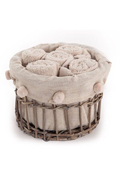 Nef Nef Homeware Basket set with 5 hand towels, 100% cotton, Nef-Nef - Beige