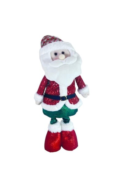 OEM Figurină Moș Crăciun din material textil, roșu și verde, 40 cm