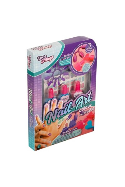MYONNA IT & E- COMMERCE Nail Art Set Love & Hugs, Multicolor, 3 Nail Polishes, Decorative Stickers, 6+ Years