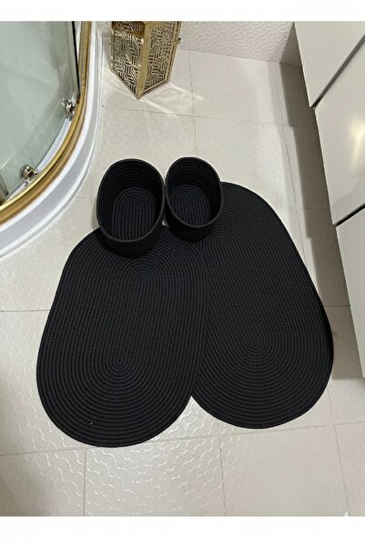 GNG Home Tekstil Jută, paie, set covoraș de baie, set coș de baie, set vas de...