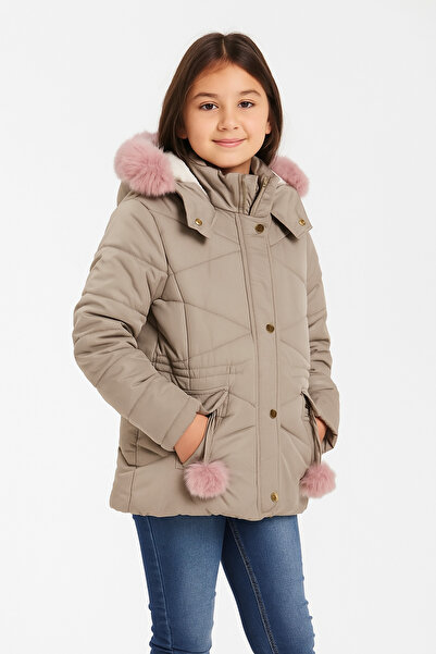 Mika Bebek & Çocuk Beige Pompom Girl's Coat