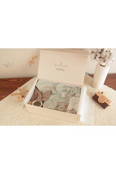 Uniq Baby Koala Desenli %100 Pamuk 10 Parça Kız Yenidoğan Hediye Kutusu–Pike,...