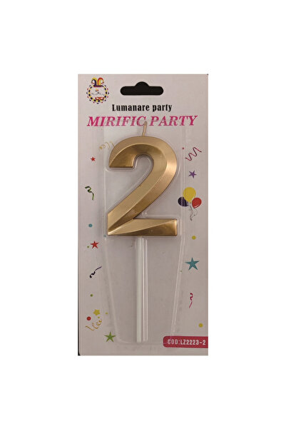 Mirific Party Cake candle, metallic gold, 7 cm, number 2