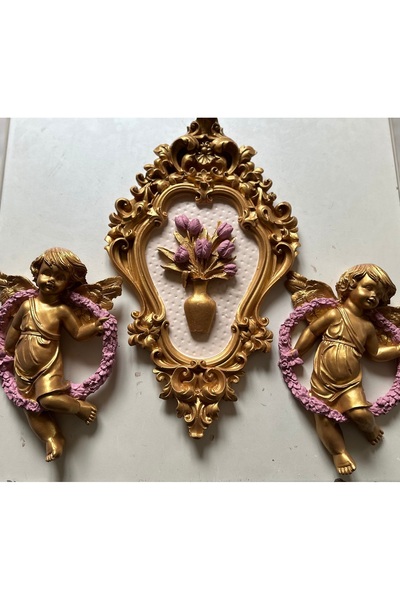 busraconcept Set de 3 ornamente de perete cu pictură și înger