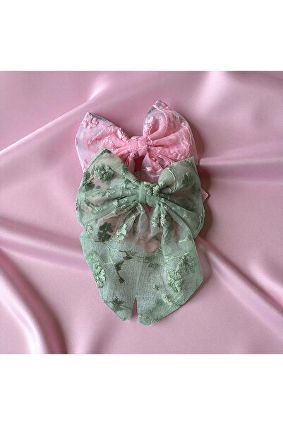 ALS Tasarım Dünyası Culoare roz și verde Tulle Tail Model Clip-on Cataramă Lă...