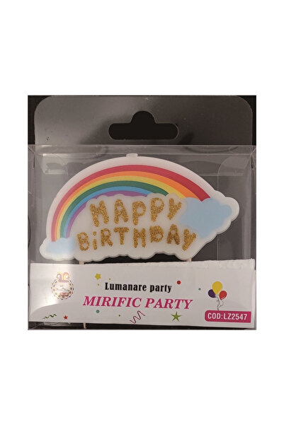 Mirific Party Gold glitter cake candle, 9×4.5 cm, rainbow
