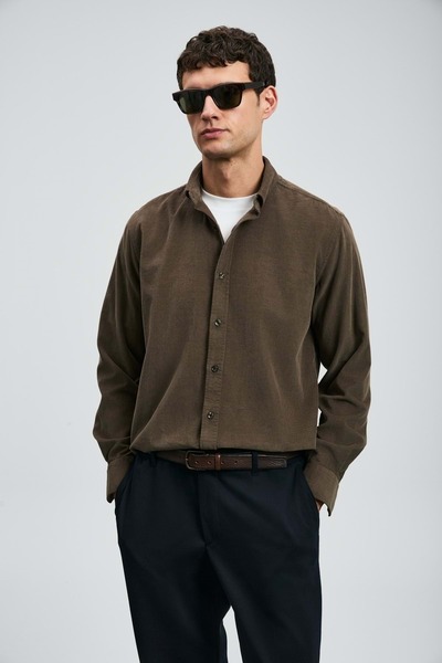 Lufian 112010682 Drew Ανδρικό πουκάμισο Basic Regular Fit Ανδρικό πουκάμισο ΧΑΚΙ