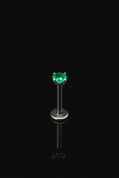 ömay takı Zirkon Kristal 316l Cerrahi Çelik Labret Piercing