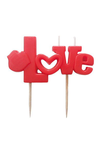Mirific Party Lumânare roșie tip tort, 8×4 cm, dragoste