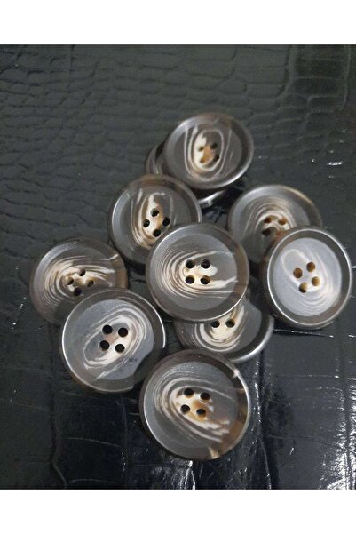 İMREN AKSESUAR Trench Coat, Jacket, Coat, Cardigan Button 2.5 cm Stick Button 1 Pack 10 Pieces (Brown and Ecru Color)