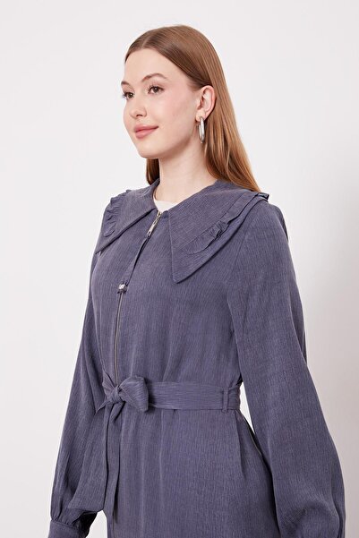 Levidor Navy Blue Wide Collar Zippered Cupra Cap