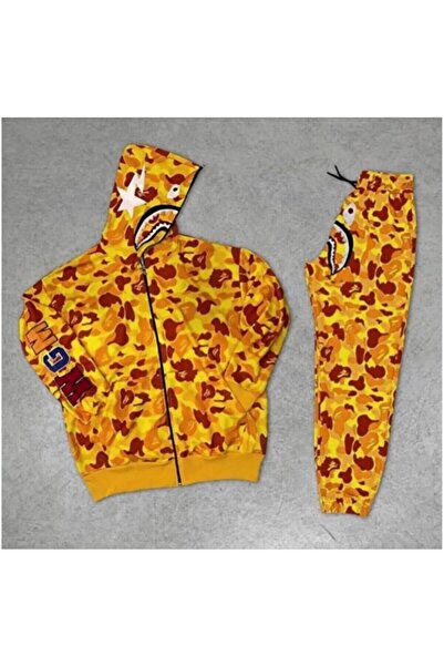 Elfin BAPE PUBG EMBROIDERED ZIPPERED HOODED DOUBLE SET BOTTOM TOP