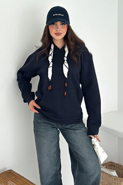 Noa Noa Women's Scarf Detailed Hooded Sweatshirt – Casual Charm