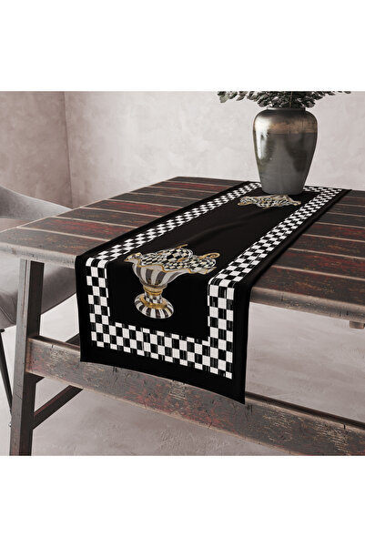 Alkan Homes Black Background Plaid Pattern Stain Resistant Fabric Stitched Ed...