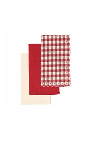Tognana Set of 3 kitchen towels 50×70 cm red-beige