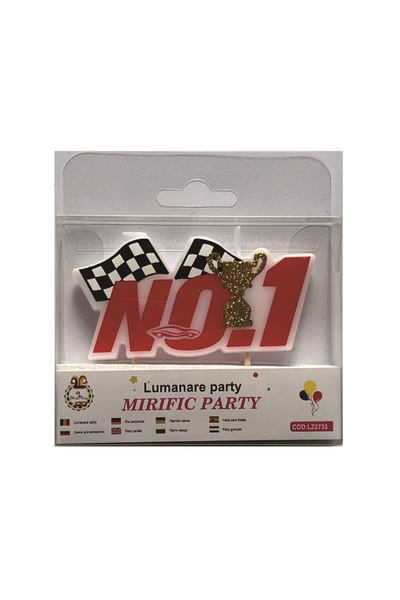Mirific Party Cake candle, red, white, race cars, PPLZ2735