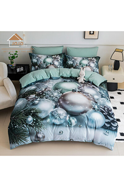 FIONNA.RO Finet Bed Linen 6 Pieces With Elastic 5D Christmas Pattern - Silver Globes