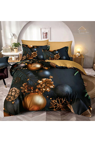 FIONNA.RO Finet Bed Linen 6 Pieces With Elastic 5D Christmas Pattern - Golden Globes