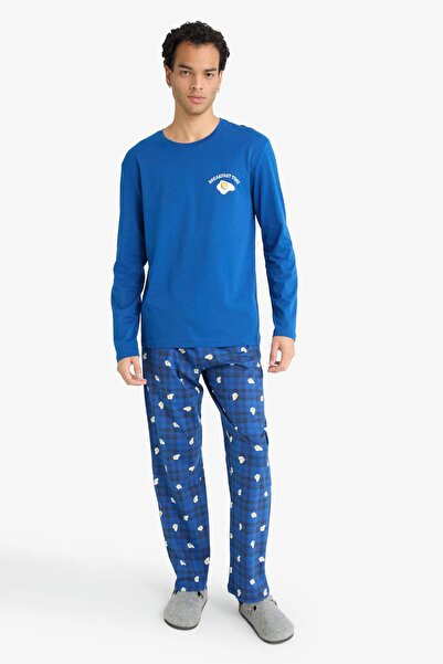 DeFacto Pijama Takımı Regular Fit Baskılı Uzun Kollu Üst Desenli Uzun Alt G2641AX25WN